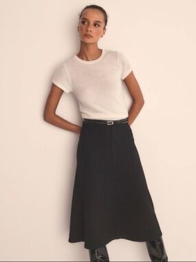 NWT: J.Crew Ribbed featherweight cashmere T-shirt, Snow, Medium